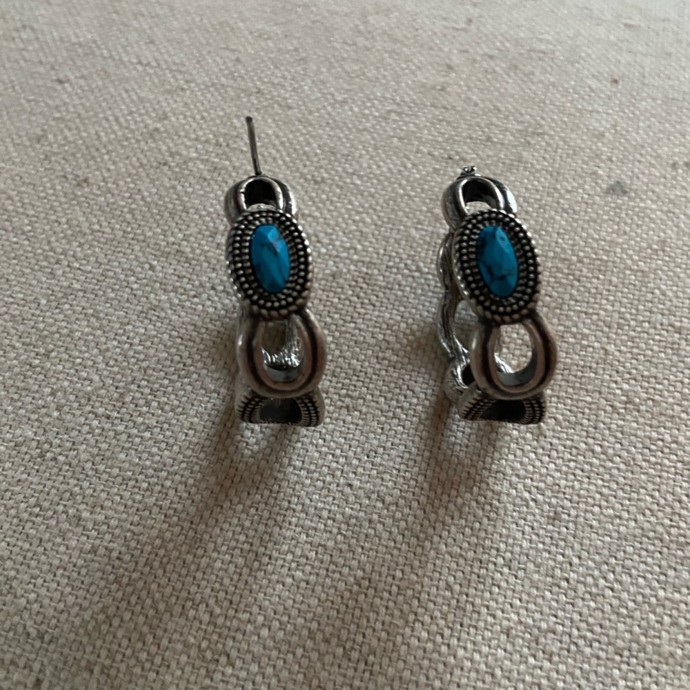 Lia Sophia Silver Earrings with Turquoise Accent